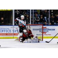 Kelowna Rockets left wing Mark Liwiski vs. the Vancouver Giants