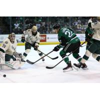 Texas Stars center Rhett Gardner shoots vs. the Iowa Wild