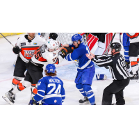 Wichita Thunder fights with the Kansas City Mavericks