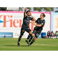 Danny Trejo of Las Vegas Lights FC reacts after his goal