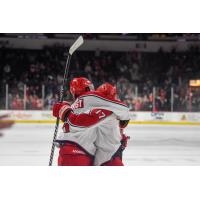 Allen Americans react after a recent game-winning goal against Iowa