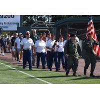 Veterans March at a Somerset Patriots game