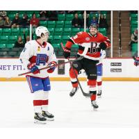 Belleville Senators right left wing Matthew Wedman celebrates vs. the Laval Rocket