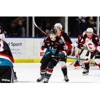 Kelowna Rockets left wing Andrew Cristall vs. the Prince George Cougars