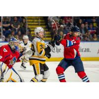 Springfield Thunderbirds center Nikita Alexandrov and goaltender Joel Hofer vs. the Wilkes-Barre/Scranton Penguins