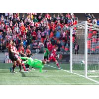 Atlético Ottawa scores against Valour FC