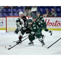 Vancouver Giants centre Adam Hall amongst the Everett Silvertips