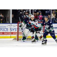 Kelowna Rockets centre Ethan Ernst vs. the Seattle Thunderbirds