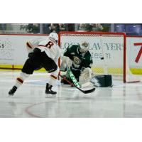 Ty Thorpe of the Vancouver Giants scores against the Everett Silvertips