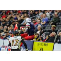 Sioux Falls Storm receiver Carlos Thompson, Jr. makes a catch against the Iowa Barnstormers