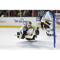 Atlanta Gladiators goaltender Chris Nell makes a diving save