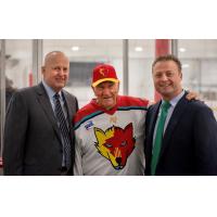 New Mexico Ice Wolves Team Owner Stan Hubbard, John Mayasich and NAHL Commissioner Mark Frankenfeld