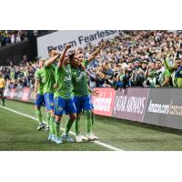 Seattle Sounders FC acknowledge the crowd