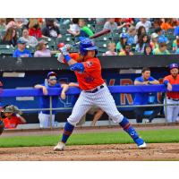 Nick Meyer at bat for the Syracuse Mets