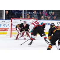 Kelowna Rockets' Turner McMillen versus Vancouver Giants' Brett Mirwald