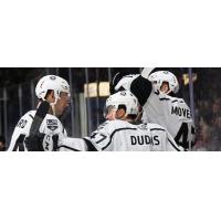 Ontario Reign's Taylor Ward, Aidan Dudas And Jacob Moverare Celebrate Win