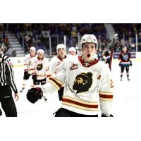 Vancouver Giants' Samuel Honzek celebrates win