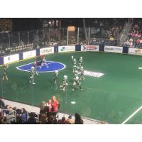 A kids lacrosse game during a break in action at the Georgia Swarm game