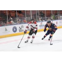 Rapid City Rush's Blake Bennett and Greenville Swamp Rabbits'Ethan Cap in action