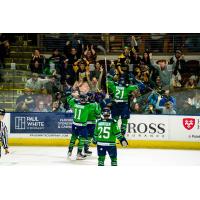 Maine Mariners celebrate with the home fans