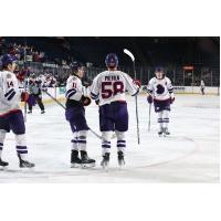 Youngstown Phantoms' Charlie Cerrato, Adam Pietila, Grant Young, and Andrew Strathmann on the ice