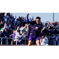 Ray Serrano of Louisville City FC reacts after his goal