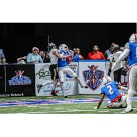 Northern Arizona Wranglers wide receiver John Maldonado catches a touchdown against the Tucson Sugar Skulls