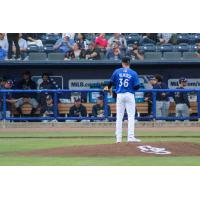 Biloxi Shuckers' Bradley Blalock on the mound