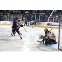 Youngstown Phantoms' Michael Burchill versus Green Bay Gamblers' Adam Gajan