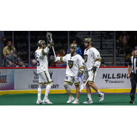 Vancouver Warriors' Keegan Bal, Ryan Martel, and Kevin Crowley on game night