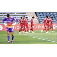 Chicago Fire FC II following a goal against Carolina Core FC