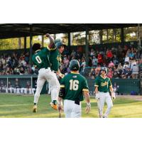 Sanford Mainers' Jared Davis, C.J. Willis, and Nathan Barksdale on game night