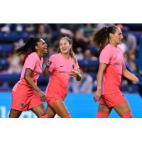 North Carolina Courage forward Kerolin Nicoli (9) reacts after scoring a goal against the Chicago Red Stars