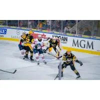 Springfield Thunderbirds look for a score against the Wilkes-Barre/Scranton Penguins