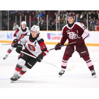 Ottawa 67's' Will Gerrior and Peterborough Petes' Braydon McCallum