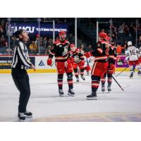 Grand Rapids Griffins react following a goal against the Hartford Wolf Pack