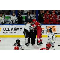 Allen Americans and Idaho Steelheads hug the officials