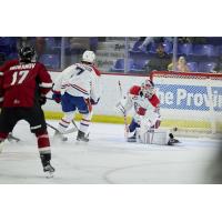 Vancouver Giants score against the Spokane Chiefs