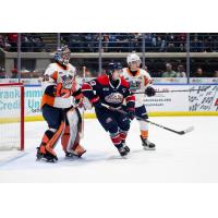 Flint Firebirds goaltender Noah Bender vs. the Saginaw Spirit