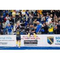 San Diego Sockers celebrate a goal against the Baltimore Blast