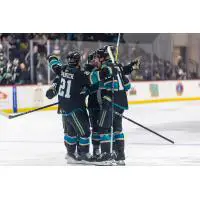 Tahoe Knight Monsters gather following a goal