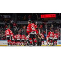 Rockford IceHogs salute their fans after a win