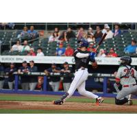 Joey Meneses of the Syracuse Mets homers