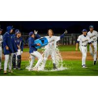 Tri-City Dust Devils' Ben Gobbel celebrates win