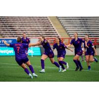 Calgary Wild FC react after Jenaya Robertson's goal