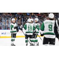 Texas Stars gather after a goal against the Milwaukee Admirals