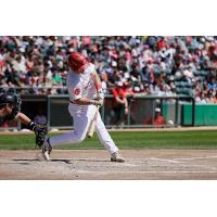 Tanner O'Tremba at bat for the Winnipeg Goldeyes