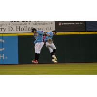Hickory Crawdads celebrate in the outfield
