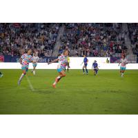 Adriana Leon of San Diego Wave FC runs upfield after her goal