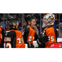 Medicine Hat Tigers congratulate goaltender Harrison Meneghin